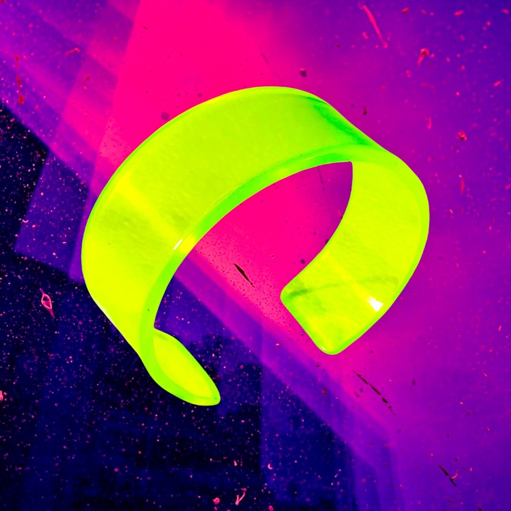 Neon Yellow Vintage Bracelet Cuff True Vintage Rare Unique